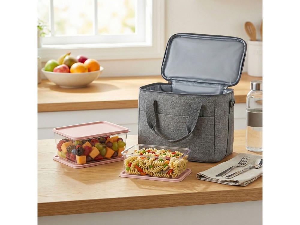AJ Food Storage Container Set 3pcs, Δοχεία Αποθήκευσης Φαγητού Σετ των 3, 1.8L/3.2L/4.5L, Ροζ/Διάφανο