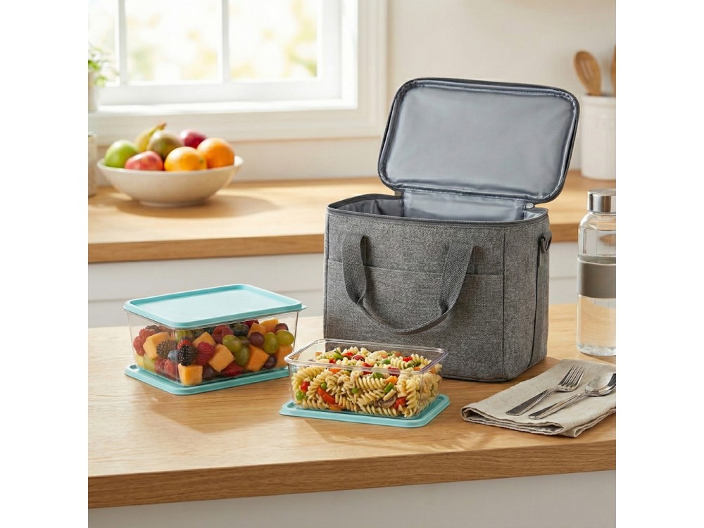 AJ Food Storage Container Set 3pcs, Δοχεία Αποθήκευσης Φαγητού Σετ των 3, 1.8L/3.2L/4.5L, Γαλάζιο/Διάφανο