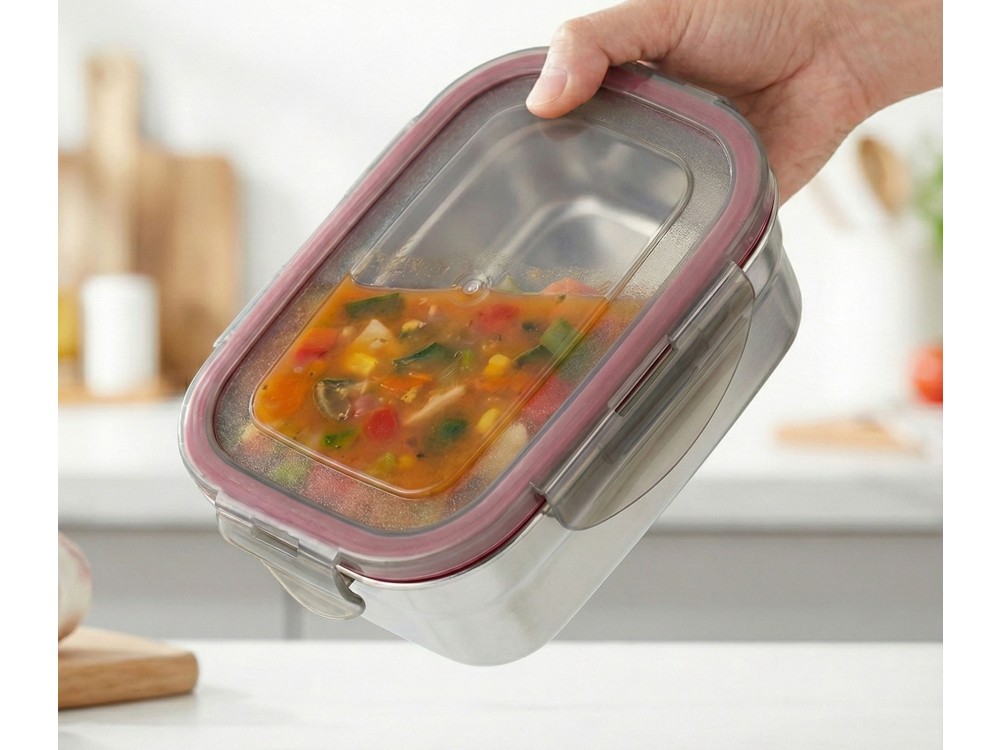 AJ Inox Φαγητοδοχείο Αεροστεγές με Πλαστικό Καπάκι, 800ml