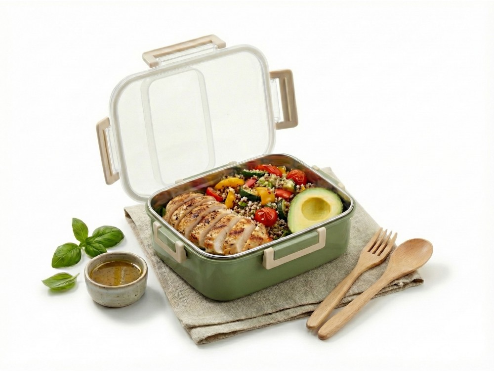 AJ Lunch Box, Ισοθερμικό Inox Δοχείο Φαγητού από Ανοξείδωτο Χάλυβα, 18x12.5x7.5cm, Khaki