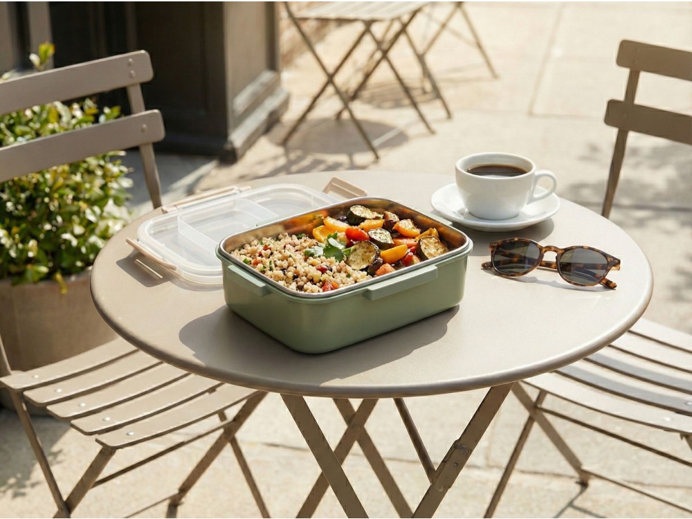 AJ Lunch Box, Ισοθερμικό Inox Δοχείο Φαγητού από Ανοξείδωτο Χάλυβα, 18x12.5x7.5cm, Khaki