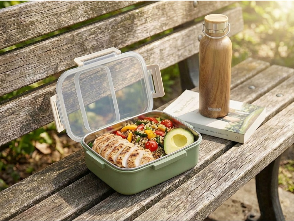 AJ Lunch Box, Ισοθερμικό Inox Δοχείο Φαγητού από Ανοξείδωτο Χάλυβα, 18x12.5x7.5cm, Khaki