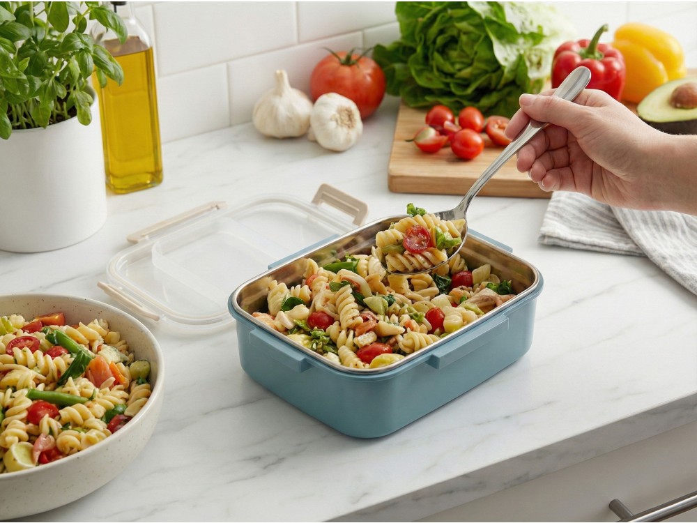 AJ Lunch Box, Ισοθερμικό Inox Δοχείο Φαγητού από Ανοξείδωτο Χάλυβα, 18x12.5x7.5cm, Petrol
