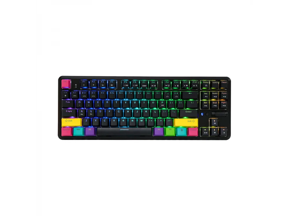 Ajazz K870T Wireless Mechanical RGB Keyboard Hot Swappable, Bluetooth Gaming Keyboard with Brown Switches, Tenkeyless, Black