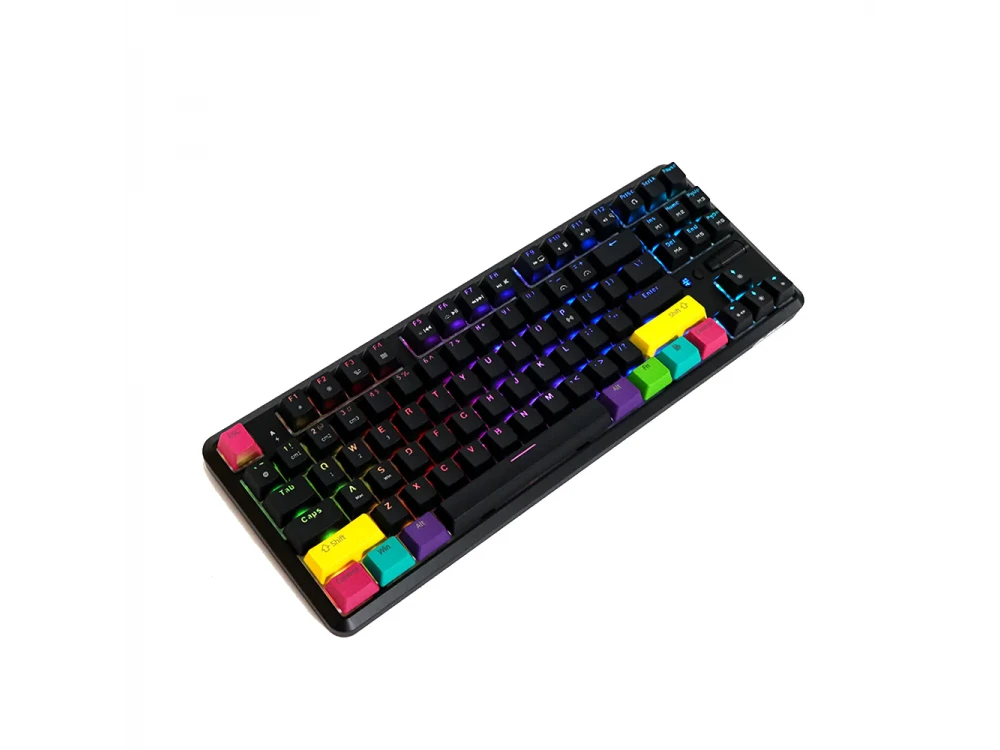 Ajazz K870T Wireless Mechanical RGB Keyboard Hot Swappable, Bluetooth Gaming Keyboard with Brown Switches, Tenkeyless, Black