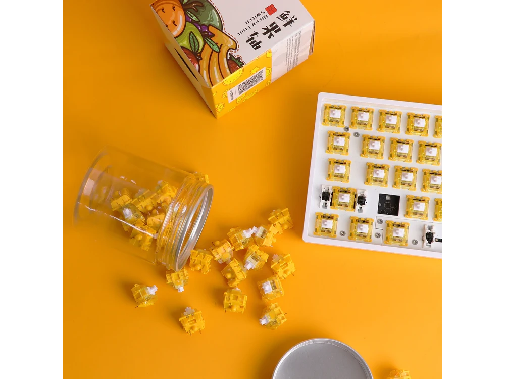 Ajazz Diced Fruit Banana Switch Set for Keyboard, Ανταλλακτικοί Διακόπτες Tactile για Μηχανικό Πληκτρολόγιο, Σετ των 45+1 Τμχ