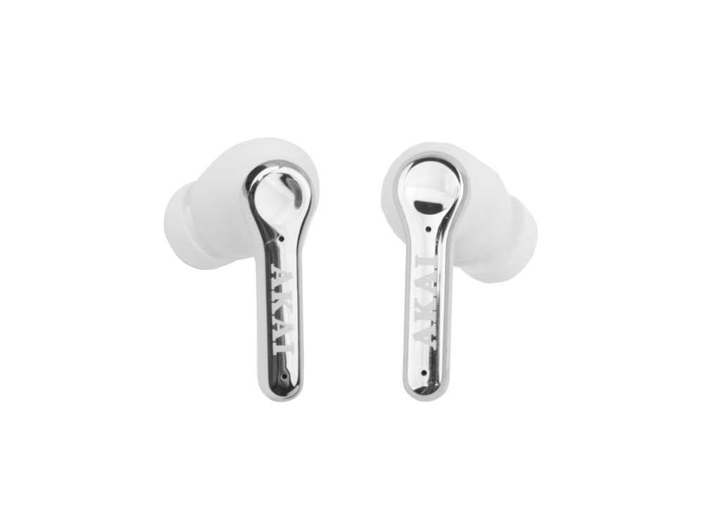 AKAI BTE-J600W Wireless Bluetooth 6.0 Headphones with ANC/ENC, 4 Microphones & Case with 2.01" Screen & Touch Control, White