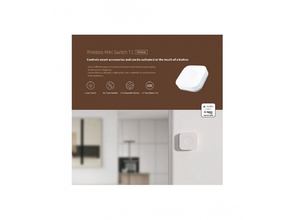 AQARA Wireless Mini Switch T1, Smart Intermediate Switch with ZigBee Connection