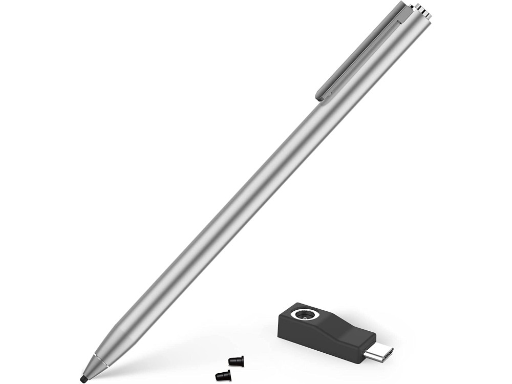 Adonit Dash 4 Stylus Pen Stylus for Writing / Drawing on iPad / iPhone / Android etc. with Palm Rejection, Matte Silver