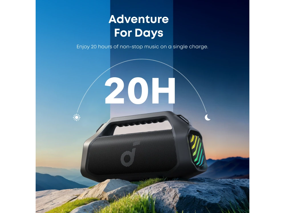 Anker Soundcore Boom 2 Pro Portable Bluetooth Speaker 140W IP68, BassUp 2.0, 2+2 Channels, RGB Lights 20H Playtime, Phantom Black