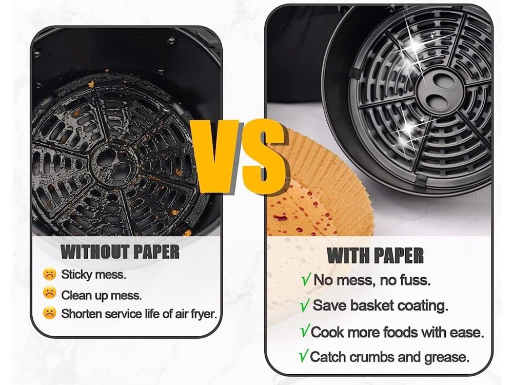 AJ Air Fryer Disposable Paper Liner Square, Αντικολλητικά χαρτιά ψησίματος για Air Fryer 16cm Τετράγωνα, Σετ των 100τμχ