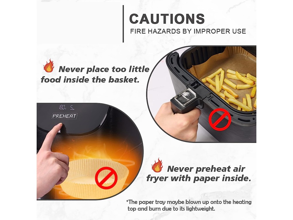 AJ Air Fryer Disposable Paper Liner Square, Αντικολλητικά χαρτιά ψησίματος για Air Fryer 16cm Τετράγωνα, Σετ των 50τμχ