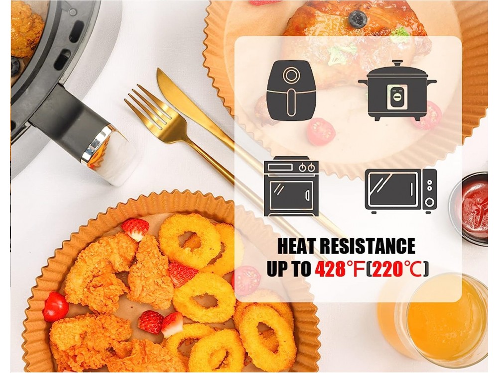 AJ Air Fryer Disposable Paper Liner Square, Αντικολλητικά χαρτιά ψησίματος για Air Fryer 16cm Τετράγωνα, Σετ των 50τμχ