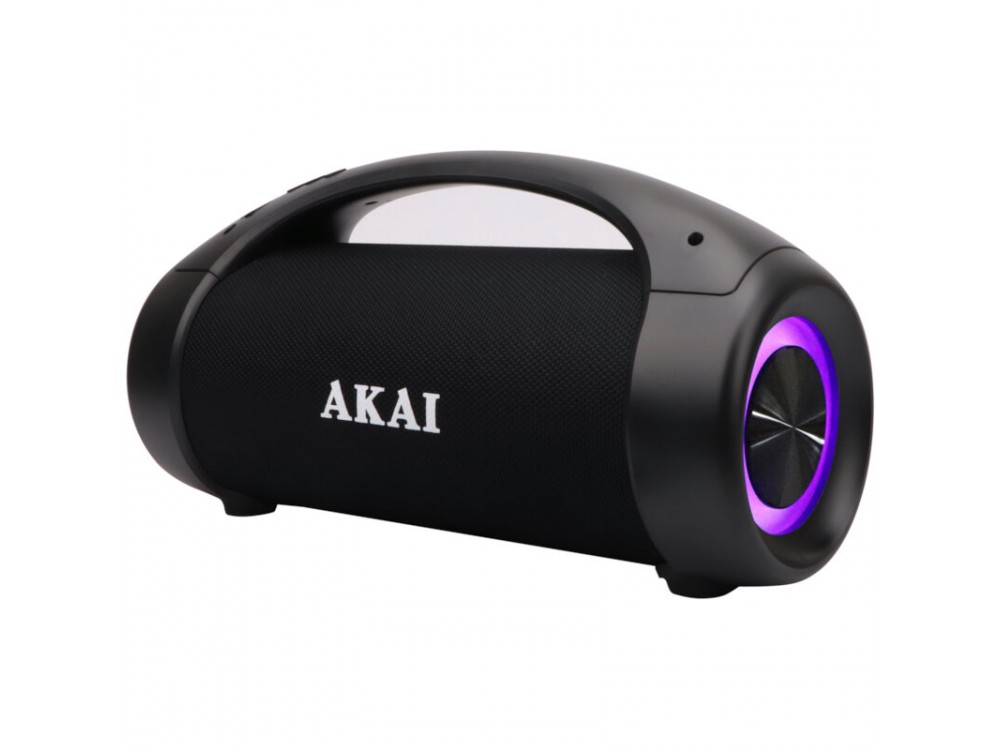 Akai ABTS-55 Portable Bluetooth Speaker 50W with RGB LED, FM Radio, USB port, Micro SD & Input Aux, Function TWS & Handsfree, Black