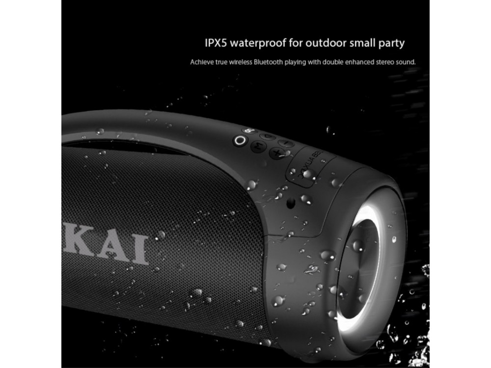 Akai ABTS-55 Portable Bluetooth Speaker 50W with RGB LED, FM Radio, USB port, Micro SD & Input Aux, Function TWS & Handsfree, Black