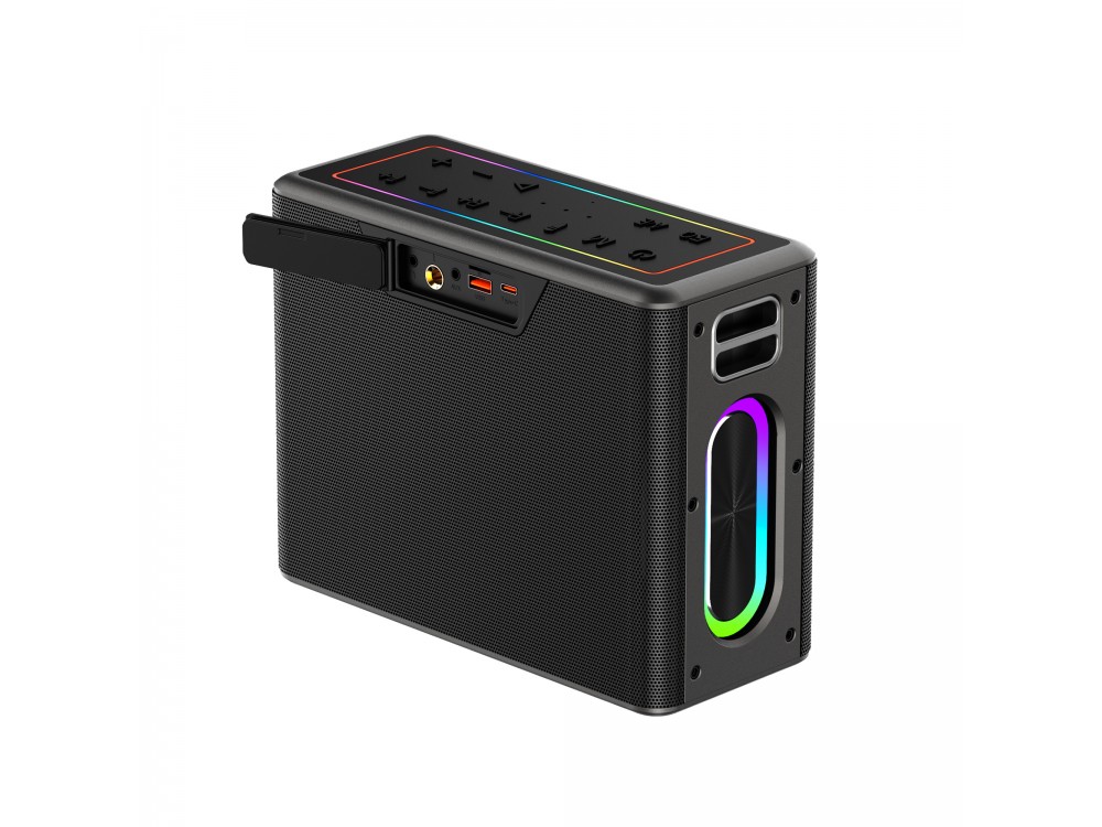 AKAI ABTSW-120 Waterproof Portable Bluetooth Speaker with 2 Wireless Microphones, TWS, 80W