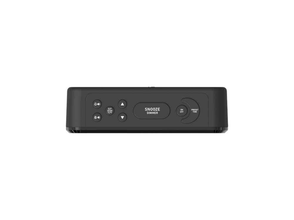 Akai ACR-1080 Digital alarm clock with FM radio, USB for charging, temperature-humidity display and dual alarm
