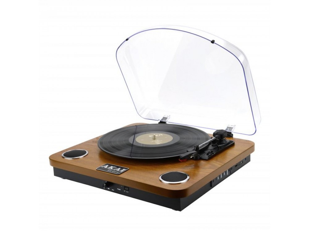 Akai ATT-11BTN Pick-up, Wooden Turntable for Vinyl Records, with Built-in Speakers, Bluetooth 5.0 & RCA Out - NO BOX