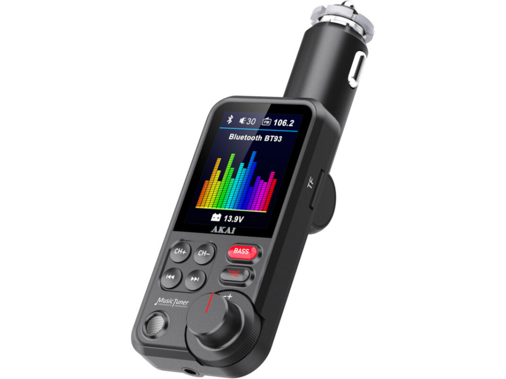 Akai FMT-93BT FM Transmitter Bluetooth Handsfree Αυτοκινήτου & Φορτιστής QC3.0 με Οθόνη LED, Aux-In / Out, Θύρα Micro SD & 2 USB