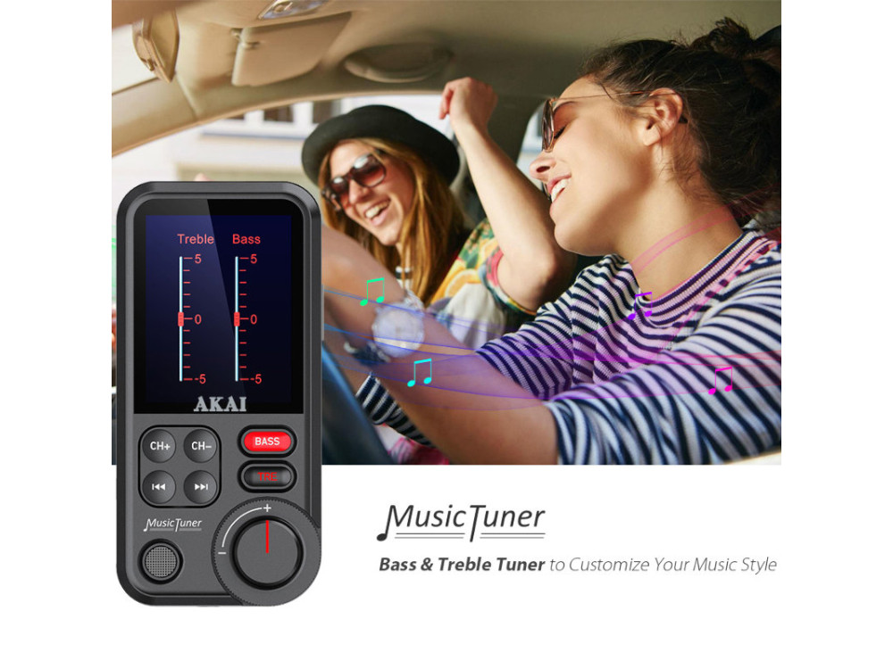Akai FMT-93BT FM Transmitter Bluetooth Handsfree Αυτοκινήτου & Φορτιστής QC3.0 με Οθόνη LED, Aux-In / Out, Θύρα Micro SD & 2 USB