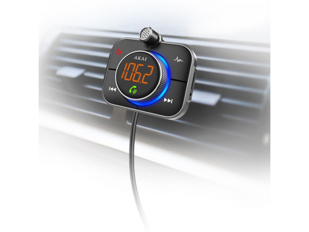 Akai FMT-95BT FM Transmitter Bluetooth Handsfree Αυτοκινήτου & Φορτιστής QC3.0 & PD, micro SD, Fast Charge USB & USB Type-C, LED