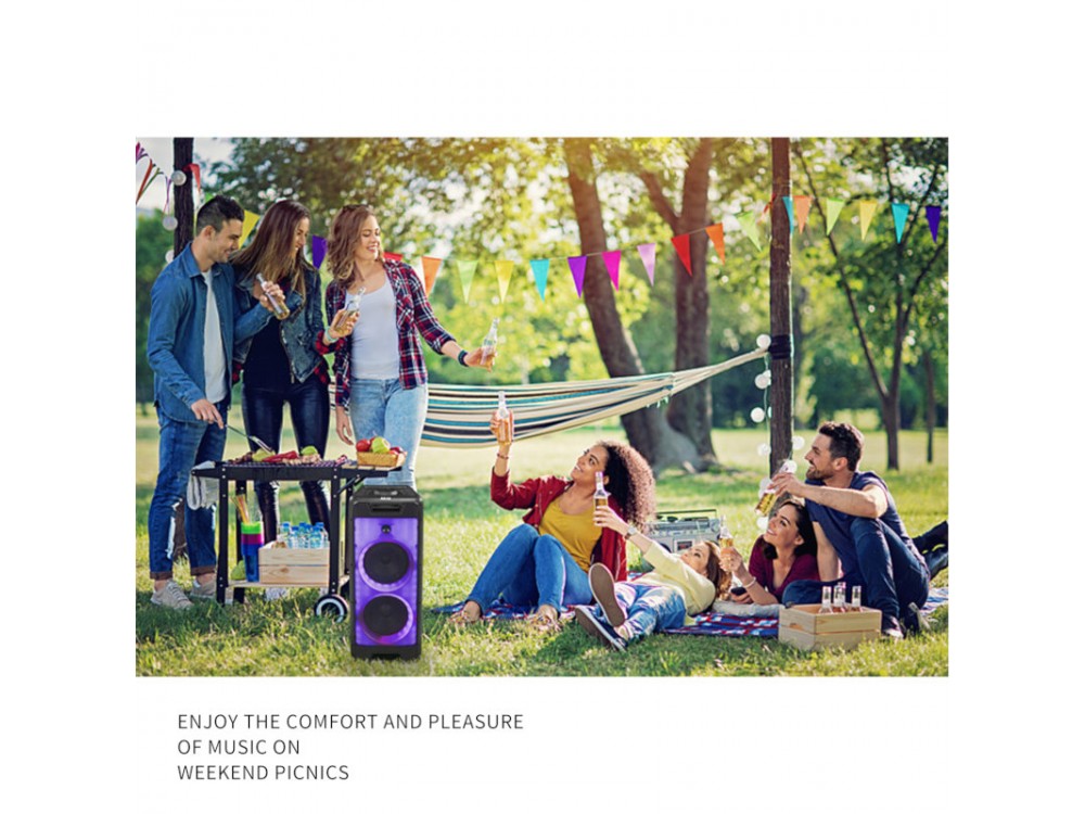 Akai Party Box 800 Portable Bluetooth Speaker 60W RMS with LED, TWS, 6.5mm for Instrument / Microphone & Battery Life up to 4 Hours