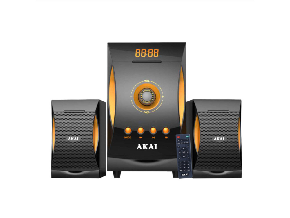 Akai SS032A-3515 Ενσύρματο Ηχοσύστημα 2.1 38W με Bluetooth, Digital Media Player Micro SD & USB και Remote, Μαύρο
