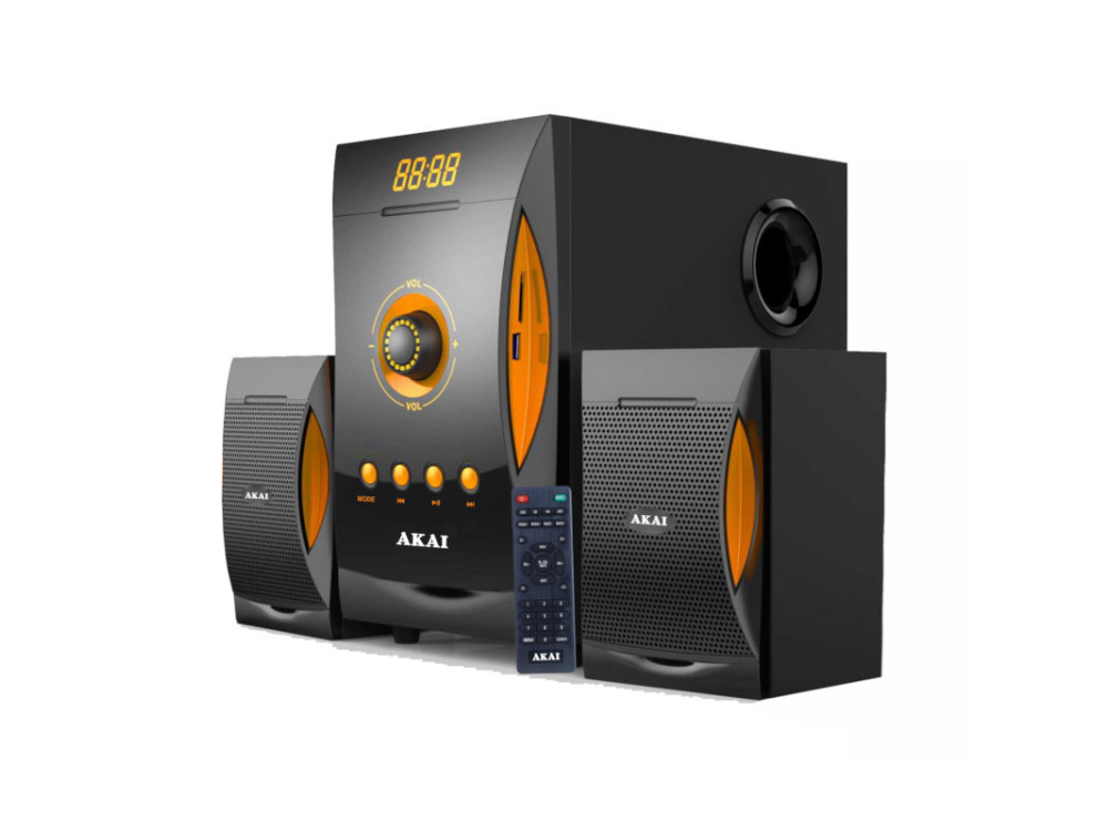Akai SS032A-3515 Ενσύρματο Ηχοσύστημα 2.1 38W με Bluetooth, Digital Media Player Micro SD & USB και Remote, Μαύρο