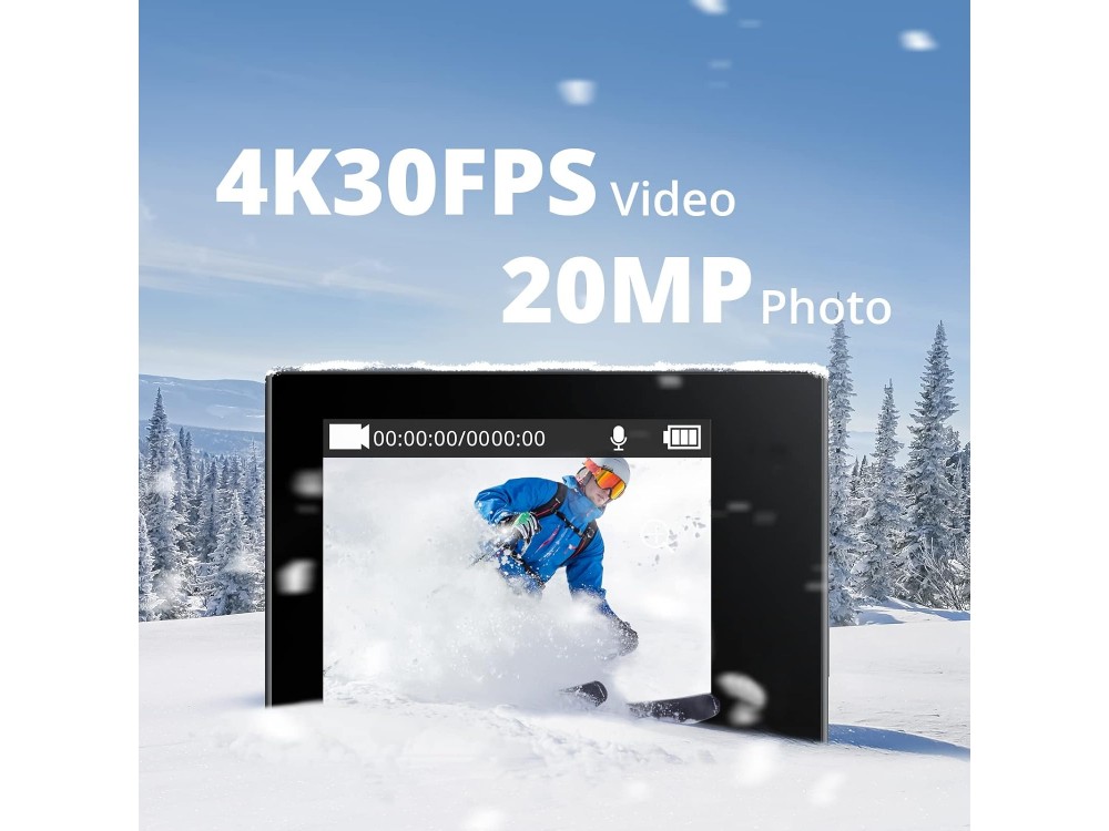 Akaso Brave 4 Pro 4K Action Camera με Touch Screen, 20MP, WiFi, Waterproof 40Μ, Dual-Display & 6-Axis Stabilization