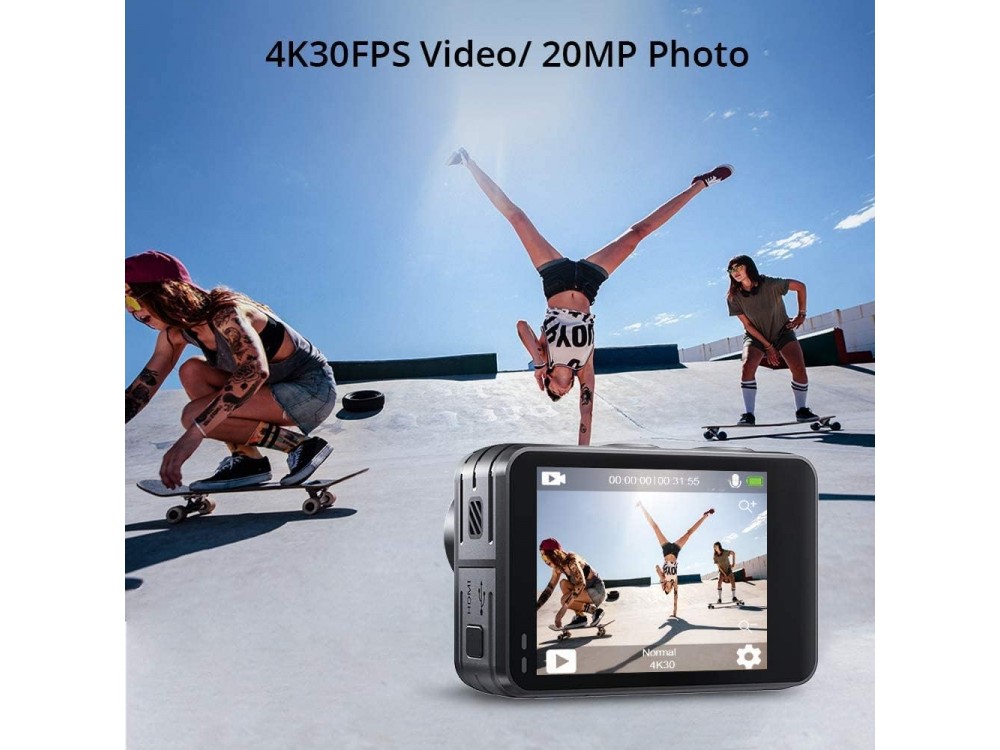 Akaso Brave 7 LE 4K Action Camera με Touch Screen, 20MP, WiFi, Waterproof 40Μ, Dual-Display & 6-Axis Stabilization