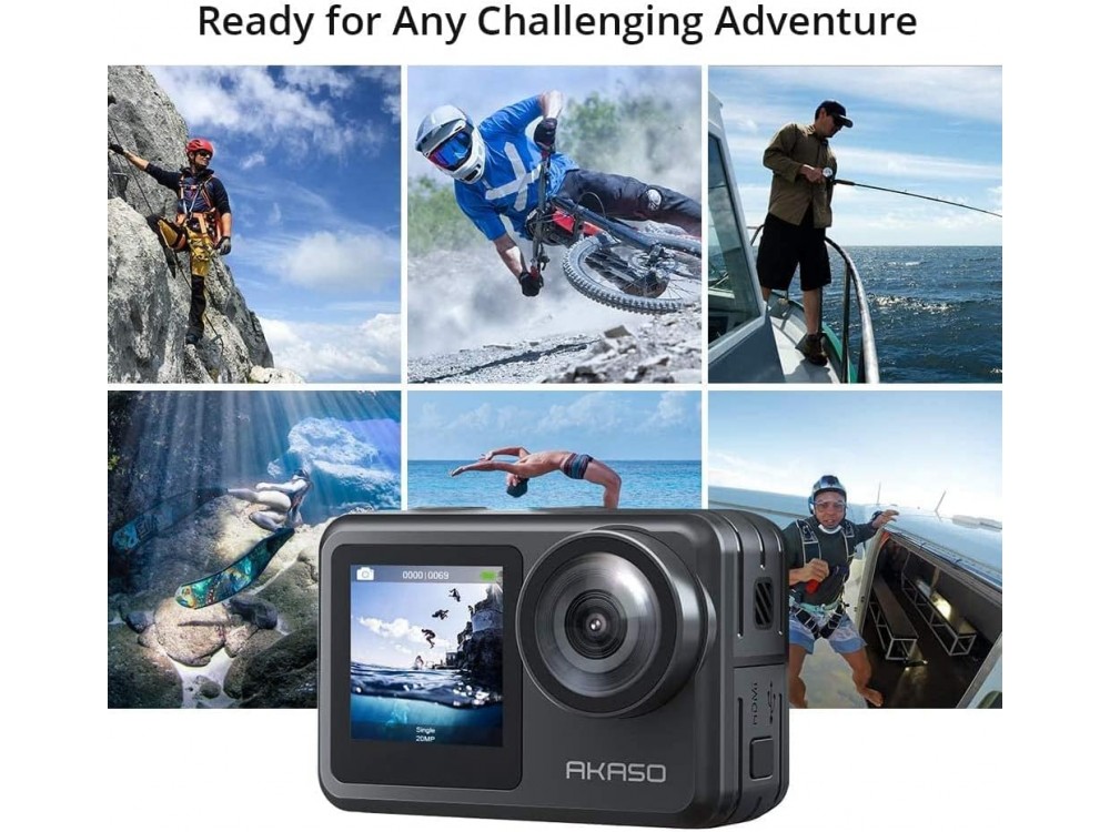 Akaso Brave 7 LE 4K Action Camera with Touch Screen, 20MP, WiFi, Waterproof 40M, Dual-Display & 6-Axis Stabilization