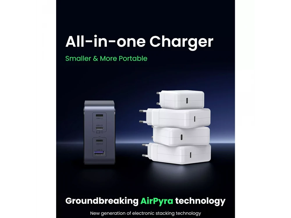 Ugreen Charger X570 GaN 140W with USB-A Port & 3 USB-C Ports, PD / QC 4.0, Grey