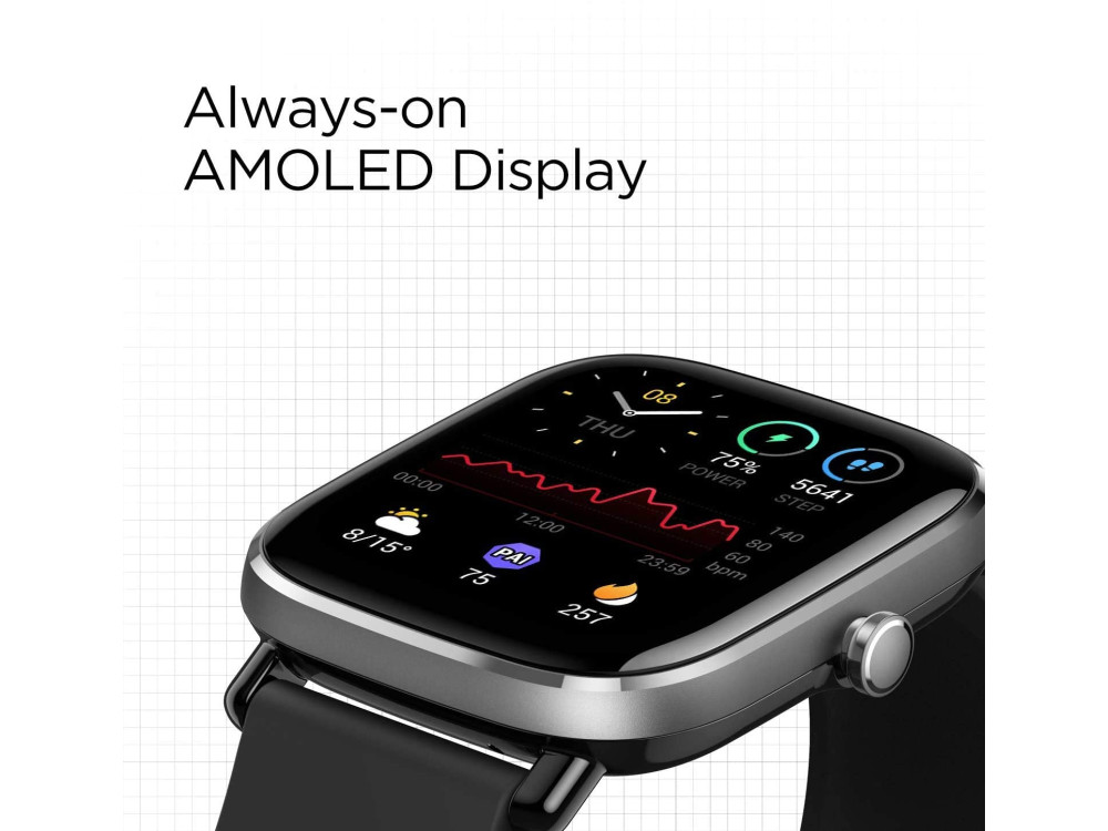 Amazfit GTS 2 Mini Smartwatch 40mm με Οθόνη AMOLED 1.55", Παλμογράφο & Built-In GPS, Αδιάβροχο, Midnight Black
