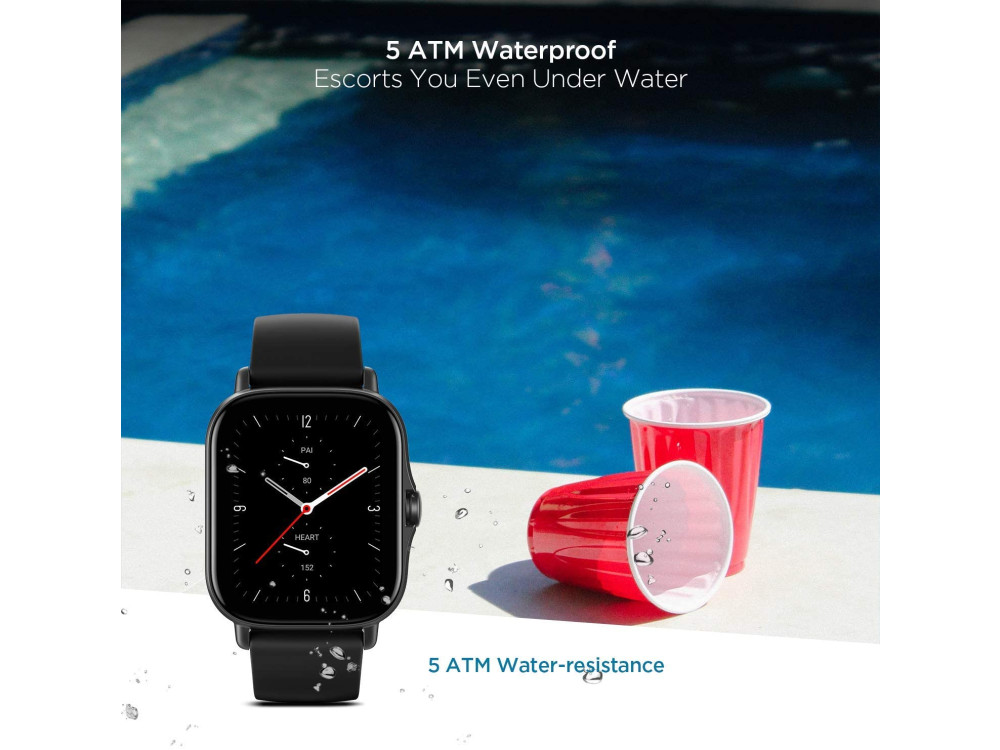 Amazfit GTS 2e Smartwatch 43mm με Οθόνη AMOLED 1.65", Παλμογράφο & Built-In GPS, Αδιάβροχο, Obsidian Black