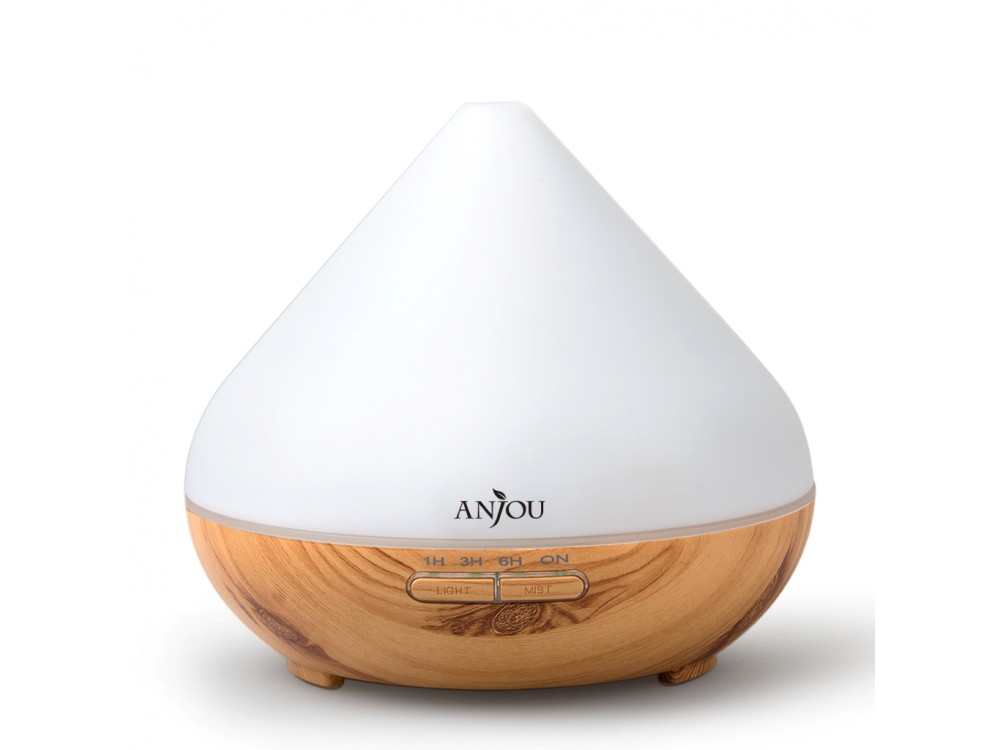 Anjou AJ-AD001 300ml, Oil Diffuser Συσκευή Αρωματοθεραπείας, Adjustable 7 Color, Timer & Auto Shut-Off, Light Grain