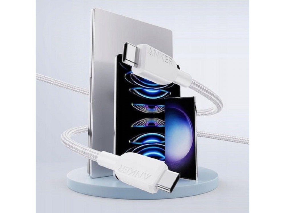Anker 310 USB-C to USB-C Cable 0.9m with Nylon Braid 240W USB-IF Certified Super Fast Charging, White