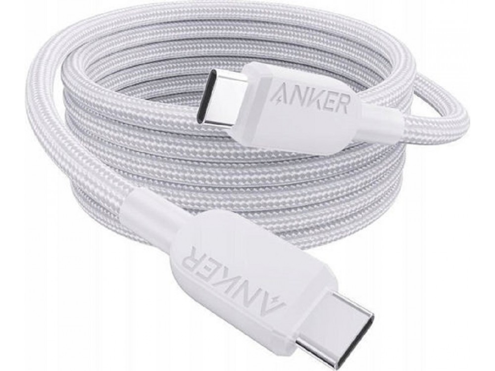 Anker 310 USB-C to USB-C Cable 0.9m with Nylon Braid 240W USB-IF Certified Super Fast Charging, White