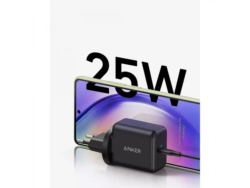 Anker 312 Ace Φορτιστής πρίζας 25W (Για Samsung) Type-C με PPS & PIQ3.0, Μαύρος