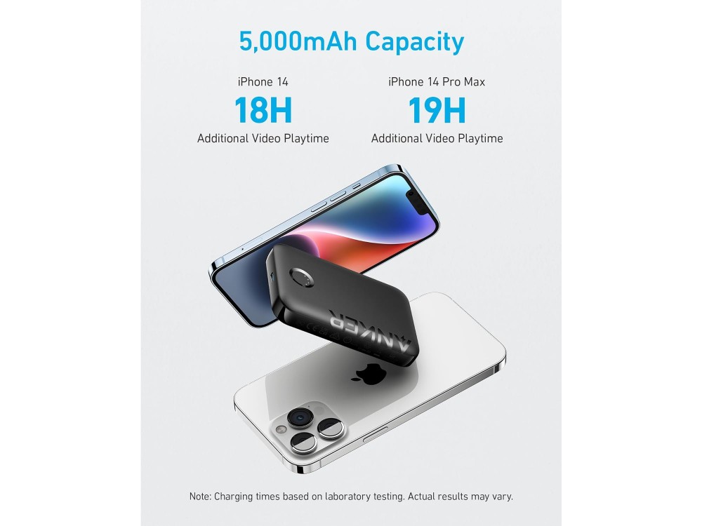 Anker 321 PowerCore MagGo 5K, Μαγνητικό Power Bank 5.000mAh για iPhone 13 / 14 / 15 Series, Black