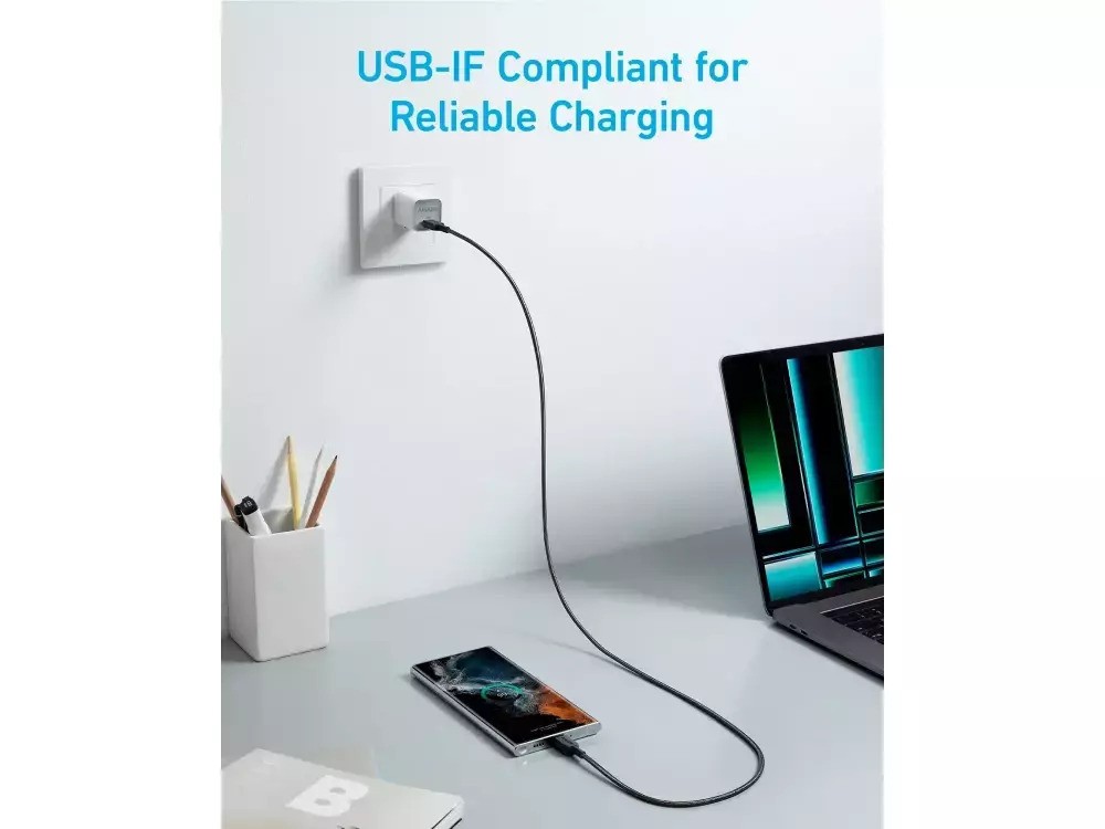 Anker 322 Καλώδιο USB-C σε Lightning 1.8μ. με Νάυλον ύφανση, Black