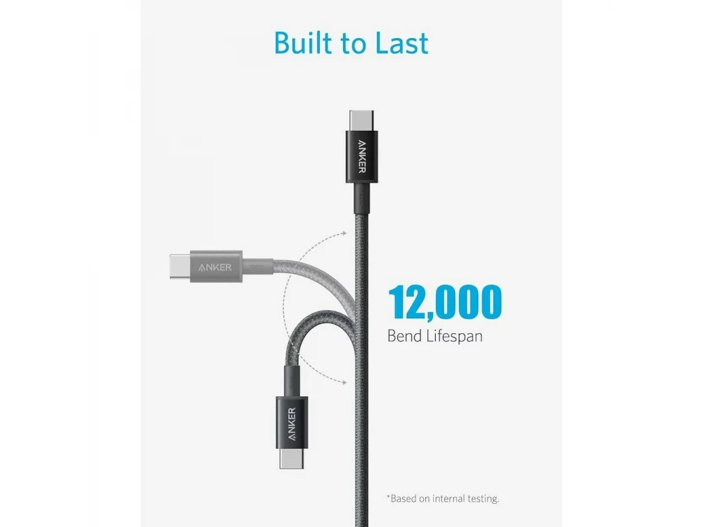 Anker 543 USB-C to USB-C Cable 1.8m. with Nailo weaving 240W USB-IF Certified Super Fast Charging, Black