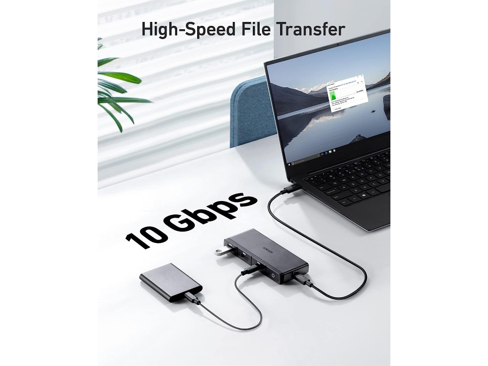 Anker 556 8-in-1 USB-C Hub 100W με 2*USB-C + 2* USB-A 3.2 + 8K HDMI + 8K DisplayPort + Ethernet & Καλώδιο USB4 1,8μ, Black