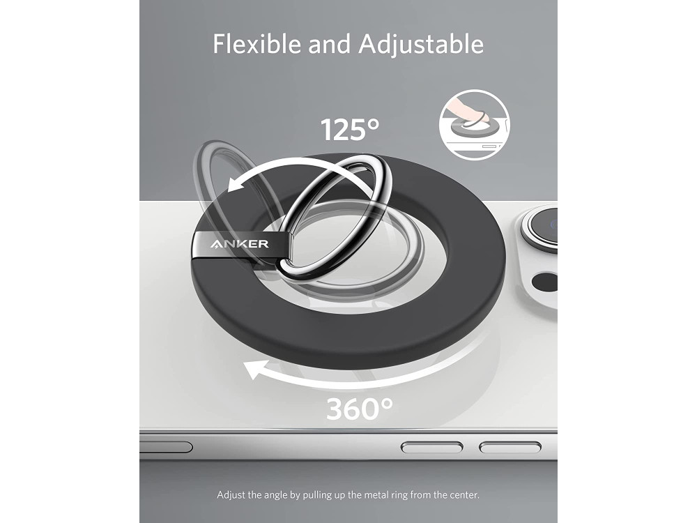 Anker 610 Magnetic Phone Grip MagGo, Μαγνητικό Ring Holder / Kickstand για iPhone 12 / 13 Series - A25A0G11, Interstellar Gray