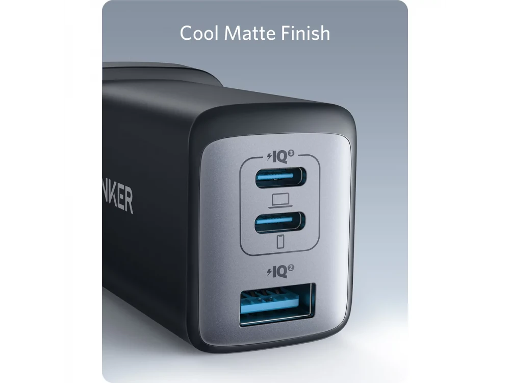 Anker 735 Nano II Φορτιστής πρίζας 3-θυρών 65W Type-C με GaN II PD / PIQ3.0 / PPS, Μαύρος - A2667G11