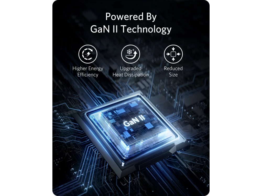 Anker 735 Nano II Φορτιστής πρίζας 3-θυρών 65W Type-C με GaN II PD / PIQ3.0 / PPS, Μαύρος - A2667G11