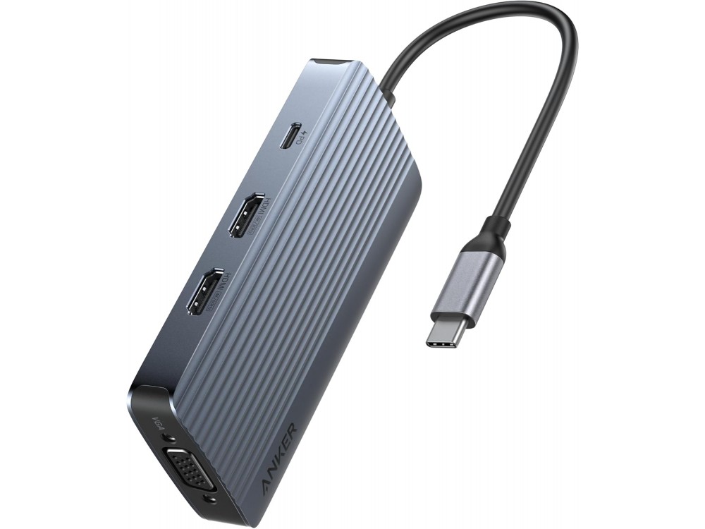 Anker 8-in-1 USB-C Hub, Triple Display Docking Station, 4K HDMI * 2 + VGA + USB-A & C 5Gbps & PD 85W