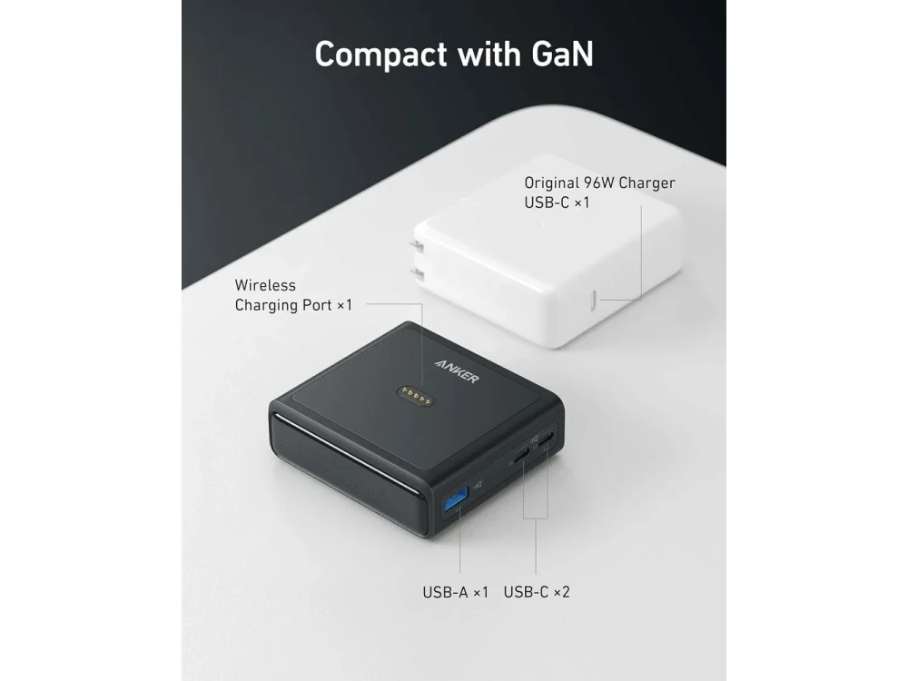 Anker Charging Base, Βαση Φόρτισης 100W για Anker Prime με 2xUSB-C, 1xUSB-A & Pogo Pin για Ασύρματη Φόρτιση, Μαύρη