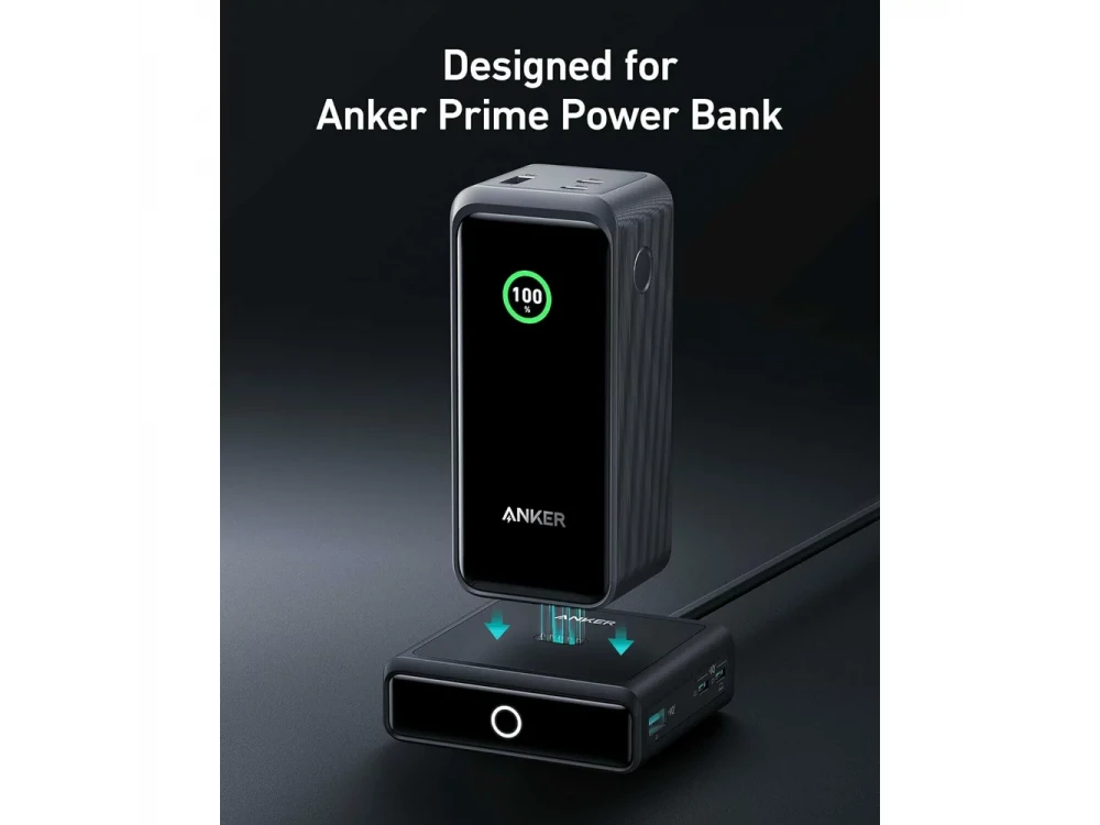 Anker Charging Base, 100W Charging Base for Anker Prime with 2xUSB-C, 1xUSB-A & Pogo Pin for Wireless Charging, Black