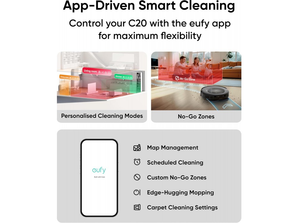 Anker Eufy C20 - Smart Robot Vacuum / Mopping Cleaner 7,000Pa with Self-Cleaning Mop & Dock, Black