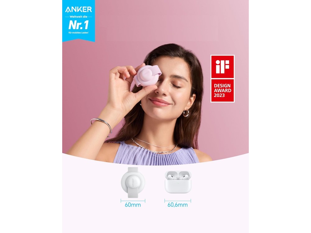 Anker MagGo 3-in-1 Qi2 MagSafe 15W, Wireless Magnetic Charger iPhone, AirPods & Apple Watch set with Charger, Pink